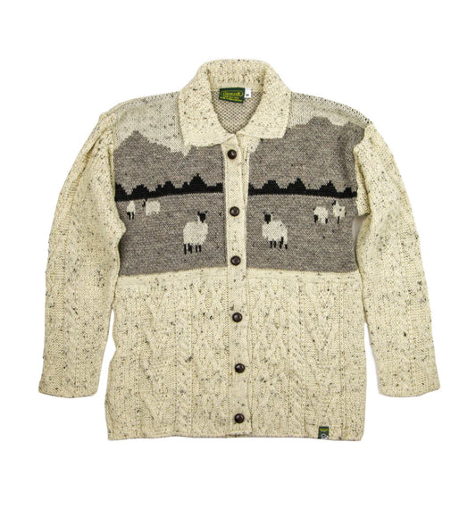 Dales Sheep British Wool Aran Cardigan