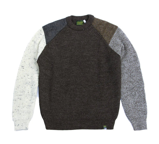 Multi-Colour Wool Tweed Patch British Wool Jumper