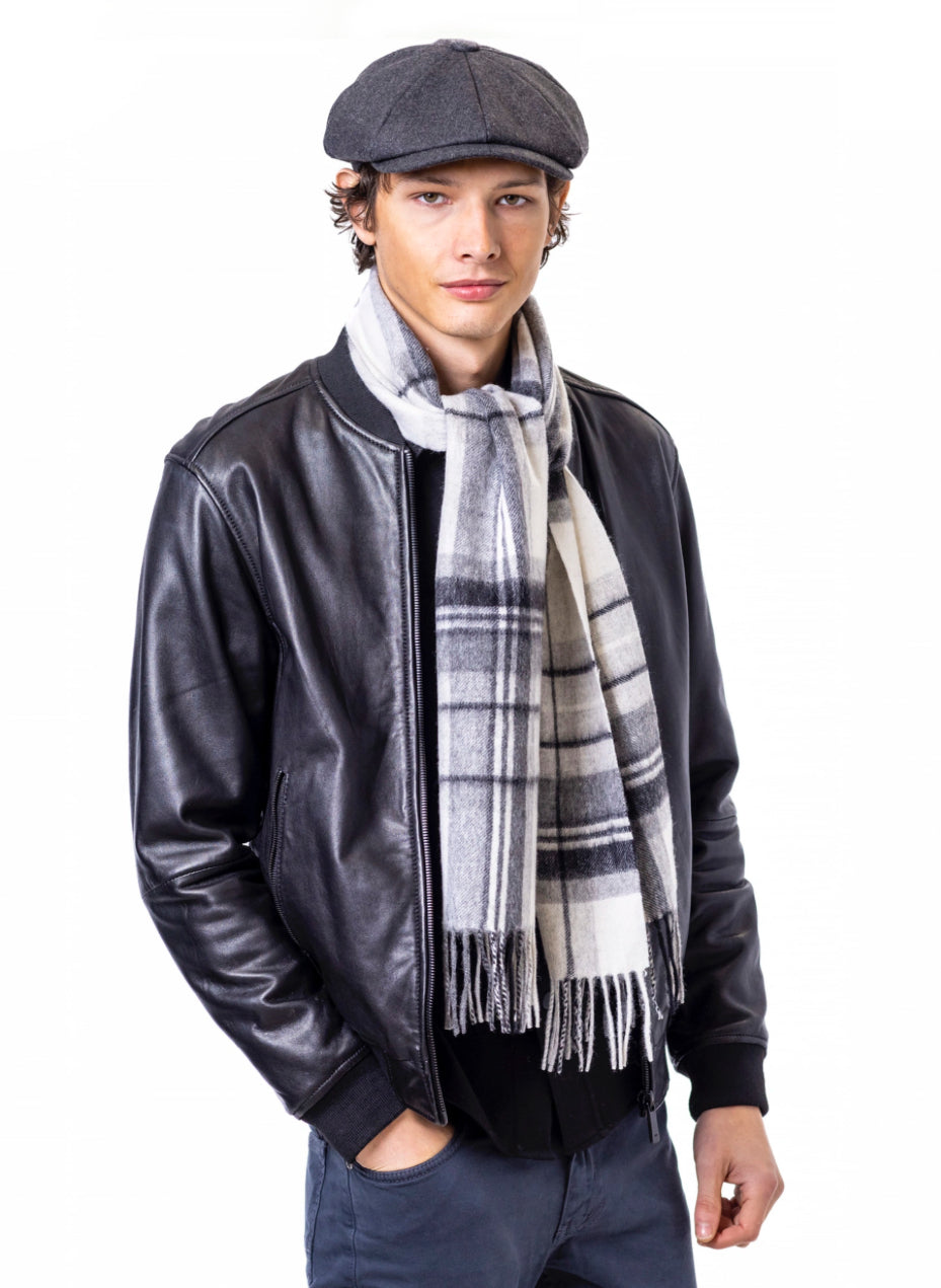 Tartan Woolen Heritage Traditions Scarf - Black/White Check