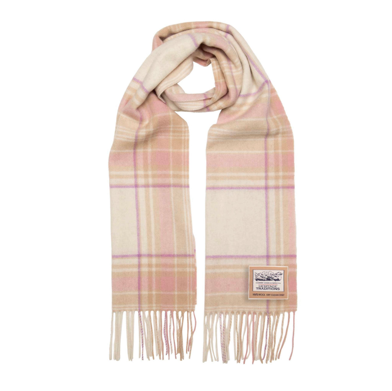 Tartan Woolen Heritage Traditions Scarf - Camel Pink