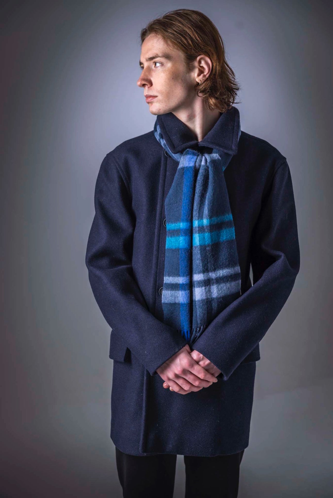 Tartan Woolen Heritage Traditions Scarf - Navy Check