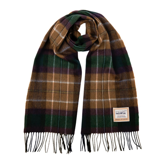 Tartan Woolen Heritage Traditions Scarf - Country Purple Tan Check