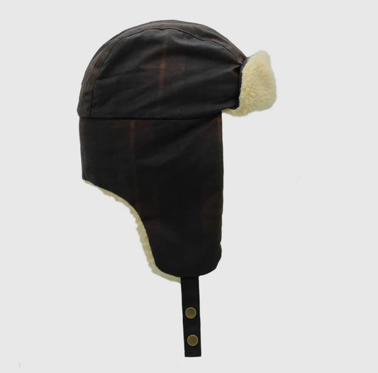 ZH275 Fraser Tartan Wax And Borg Trapper Hat: Hunter Tartan