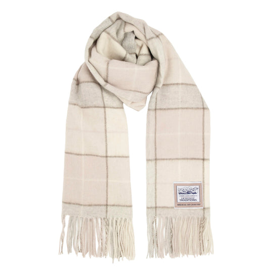 Tartan Woolen Heritage Traditions Scarf - Natural Box Check