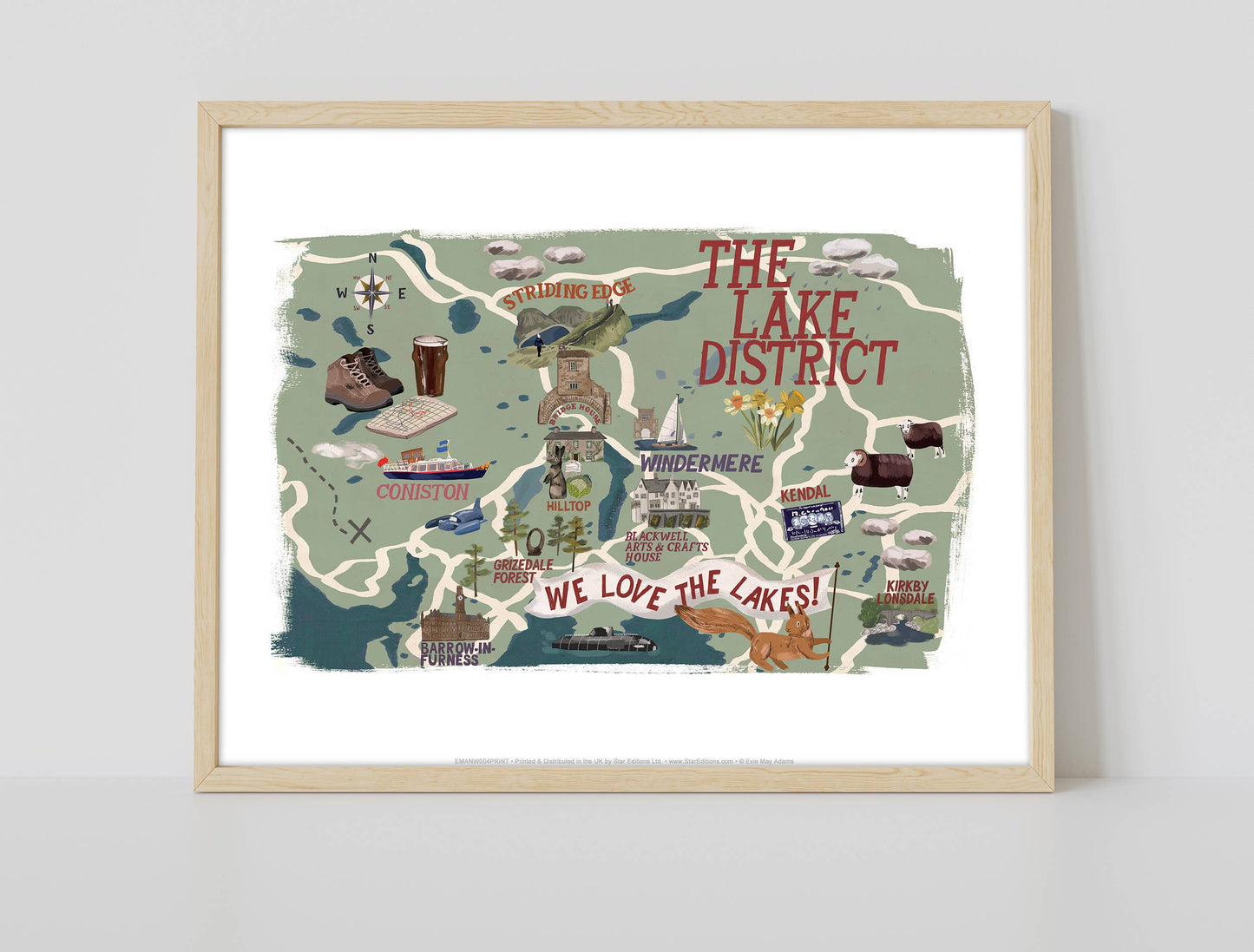 The Lake District Landmarks - 11X14” Premium Art Print