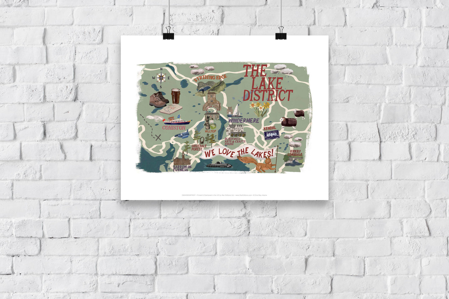 The Lake District Landmarks - 11X14” Premium Art Print