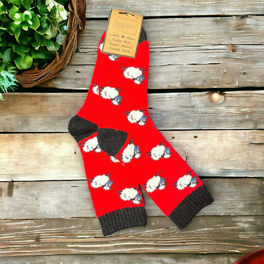 Soft Sheep Super Cosy Men's Socks : Red
