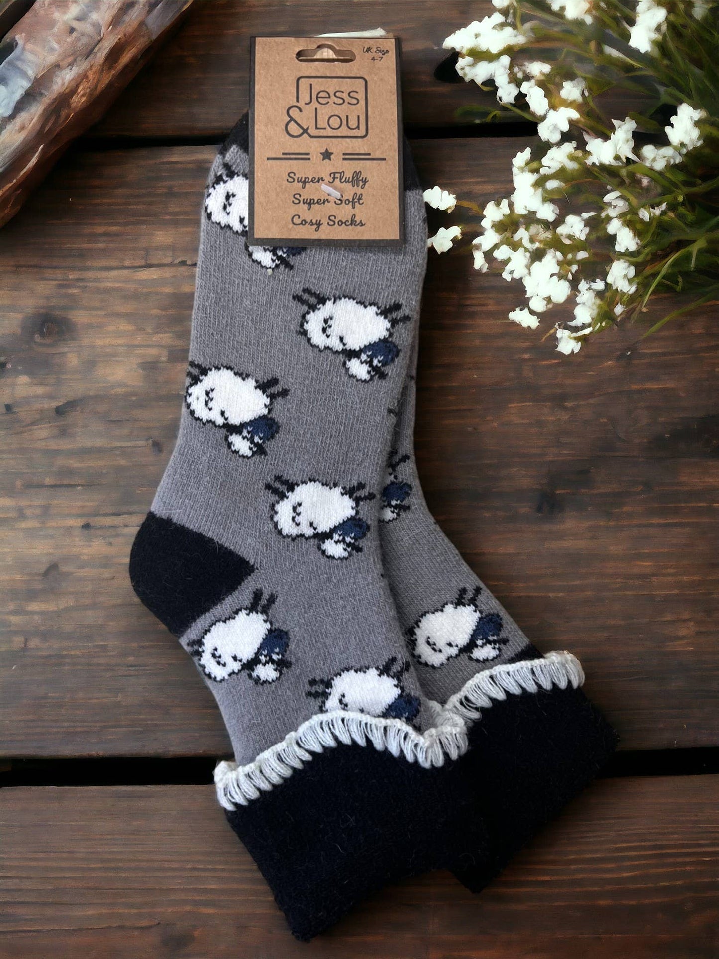 Cosy Cuffed Socks with Sheep Design