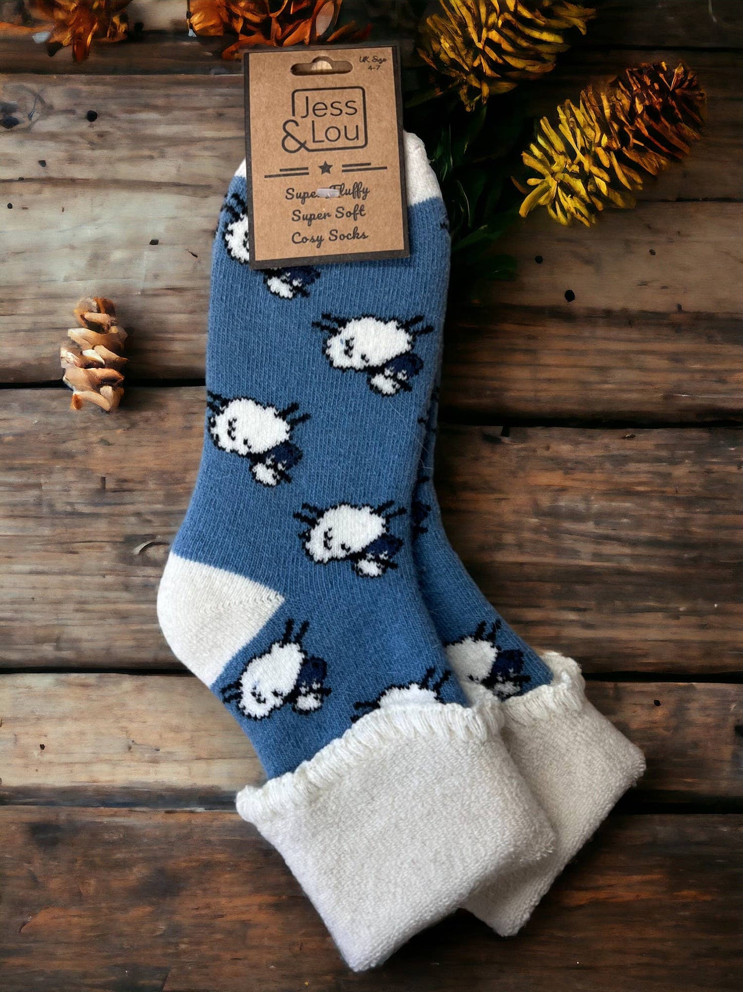 Cosy Cuffed Socks with Sheep Design