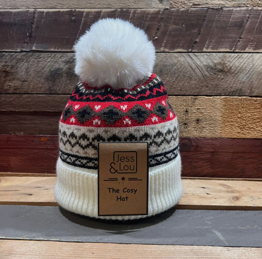 Unisex Cream Nordic Cosy Bobble Hat HL878