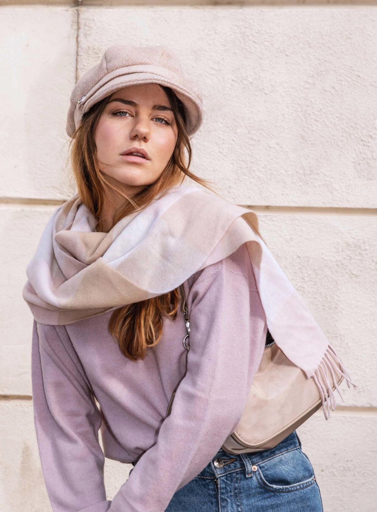 Tartan Woolen Heritage Traditions Scarf - Camel Rose