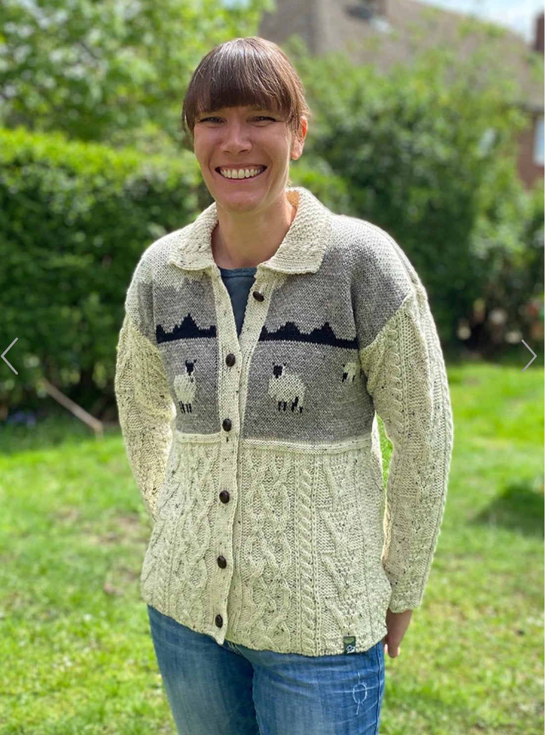 Dales Sheep British Wool Aran Cardigan